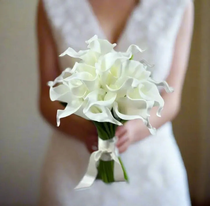 white Lily Artificial Bridal Bouquet Package