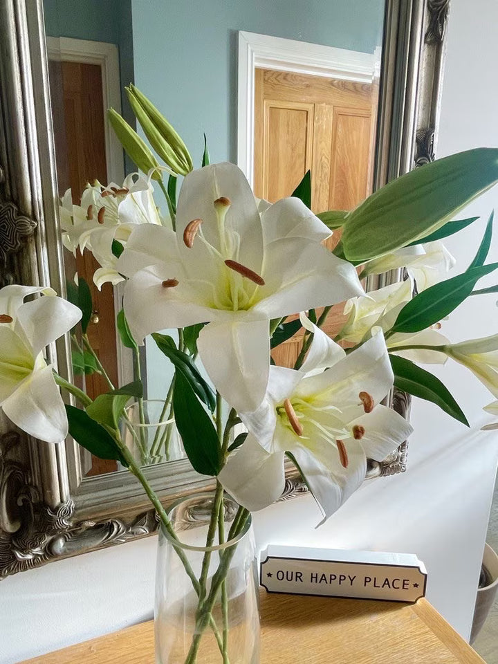 Luxury Artificial White Lily Stem Claire De Fleurs