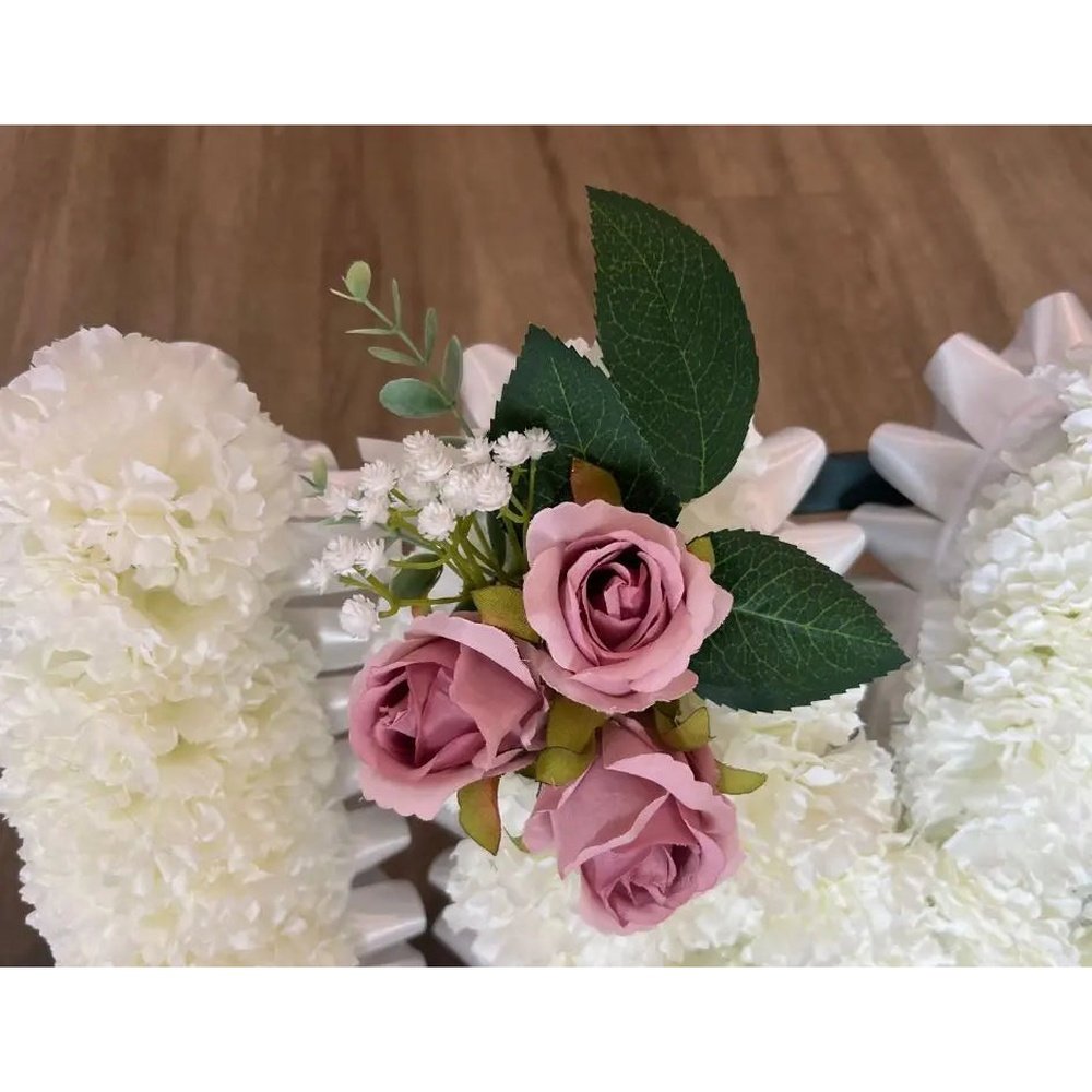 Mum Artificial Silk Flower Letter Tribute Grave Flowers, Pink  Spray Claire De Fleurs