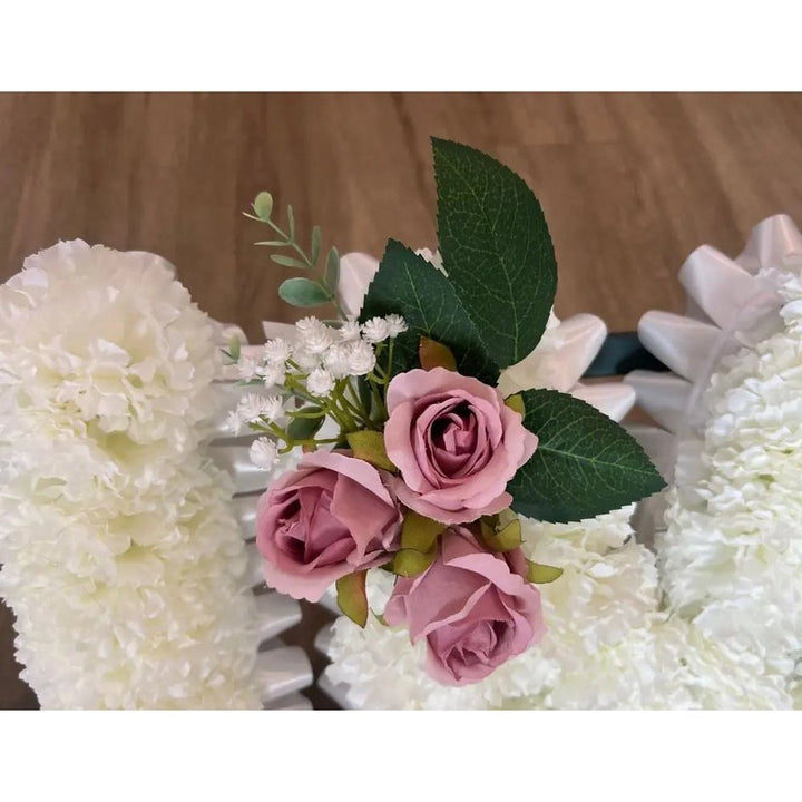 Mum Artificial Silk Flower Letter Tribute Grave Flowers, Pink  Spray Claire De Fleurs