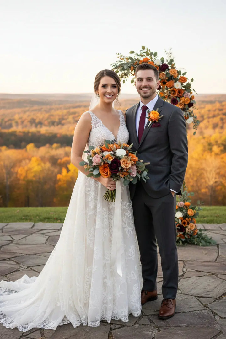 Orange Autumnal Artificial Wedding Bouquet Claire De Fleurs
