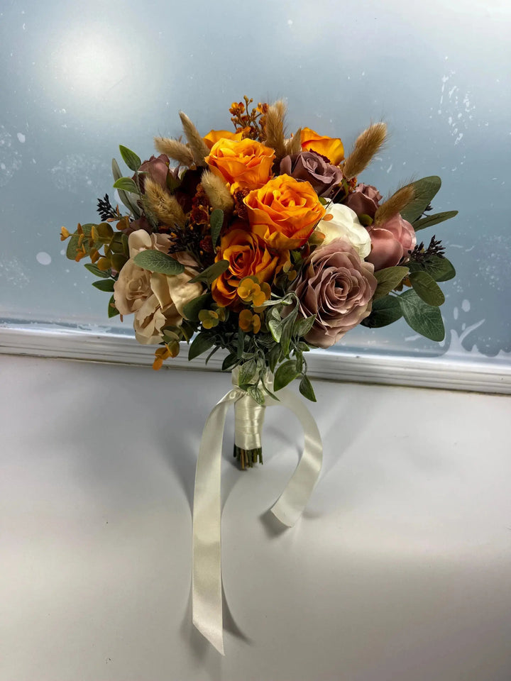 Orange Autumnal Artificial Wedding Bouquet Claire De Fleurs
