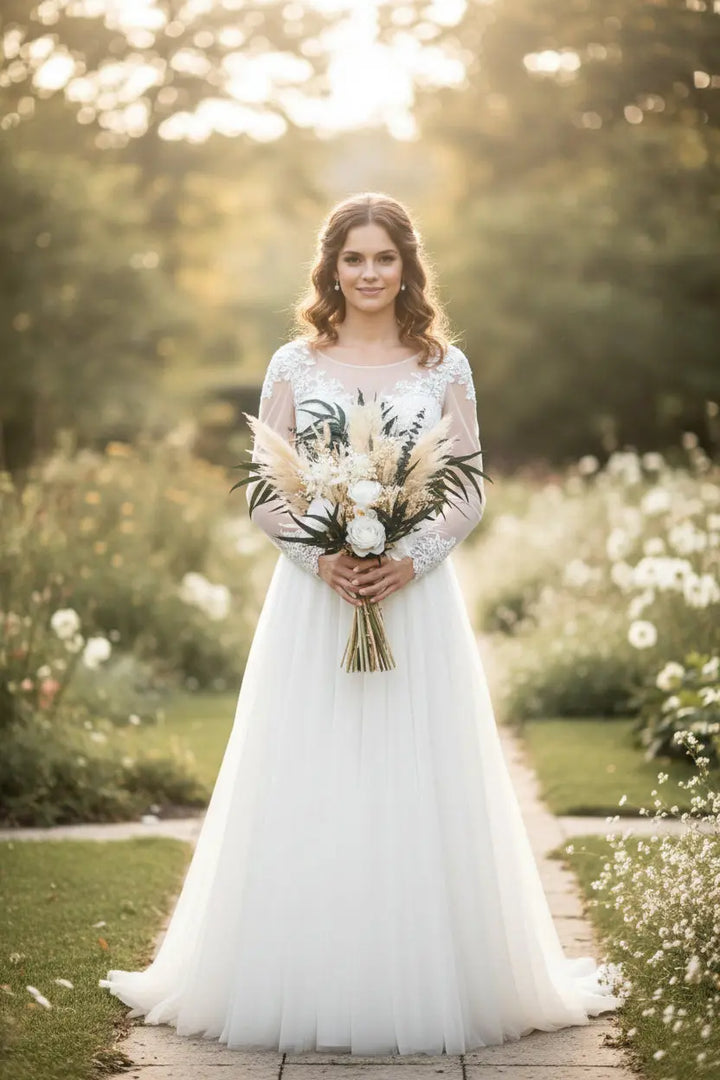 Boho Pampas Wedding Bouquet white Claire De Fleurs