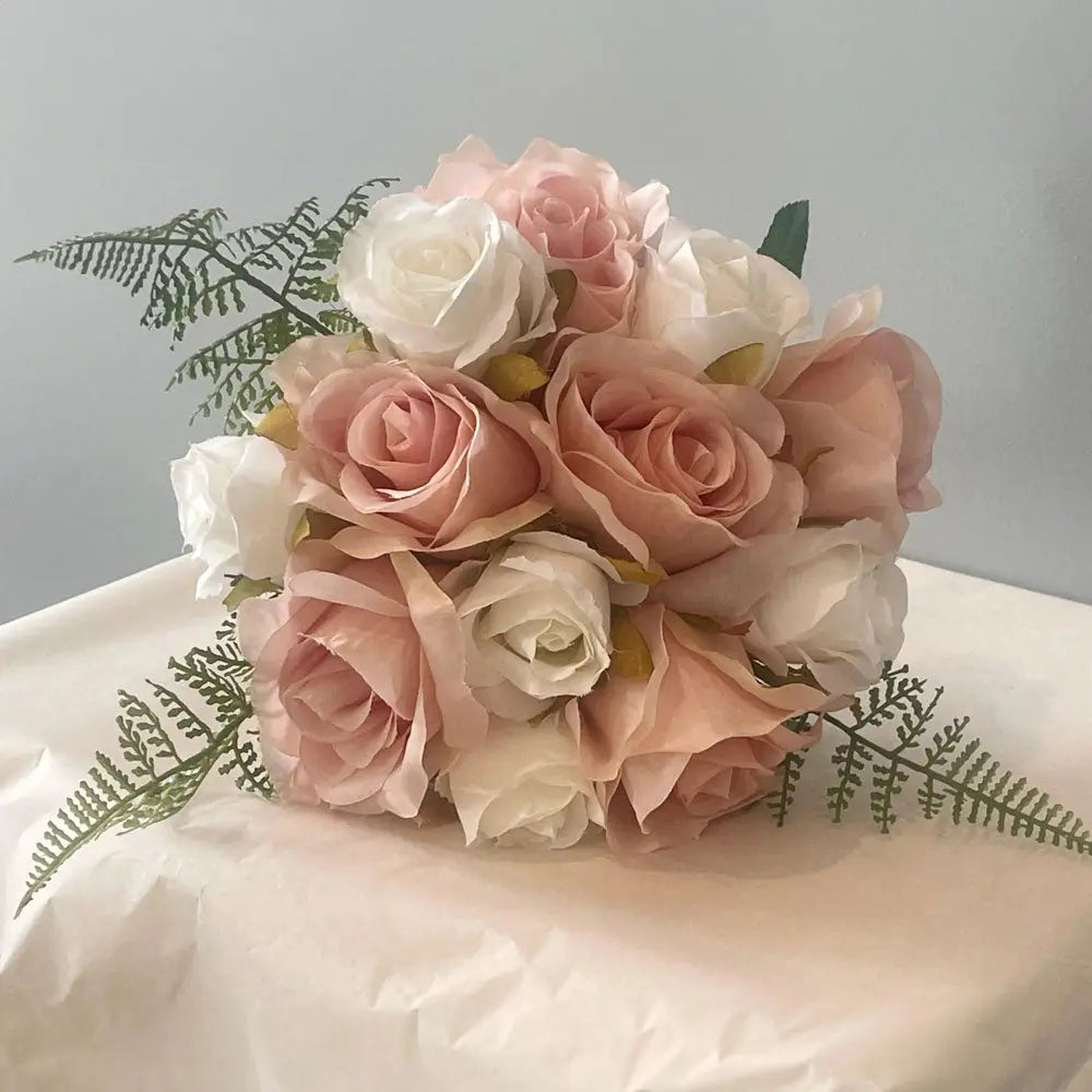 Peach And White Rose Wedding Bouquet Claire De Fleurs