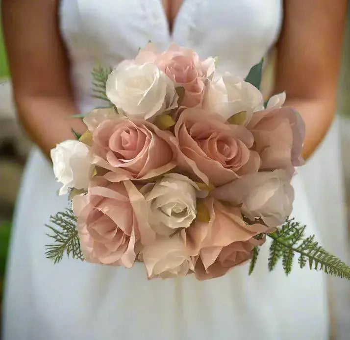 Peach And White Rose Wedding Bouquet Claire De Fleurs