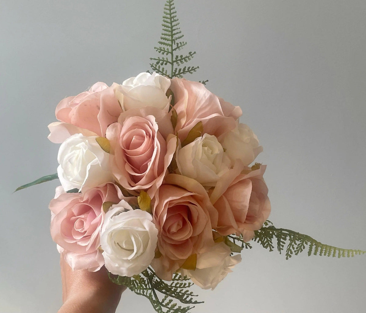 Peach And White Rose Wedding Bouquet Collection - Artificial Flowers | Claire De Fleurs