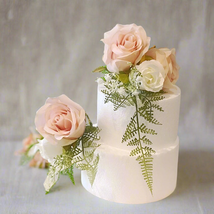Peach and White Rose Cake Topper - Artificial Flowers | Claire De Fleurs