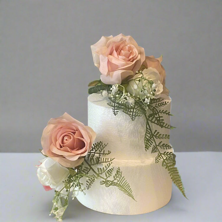 Peach and White Rose Cake Topper - Artificial Flowers | Claire De Fleurs