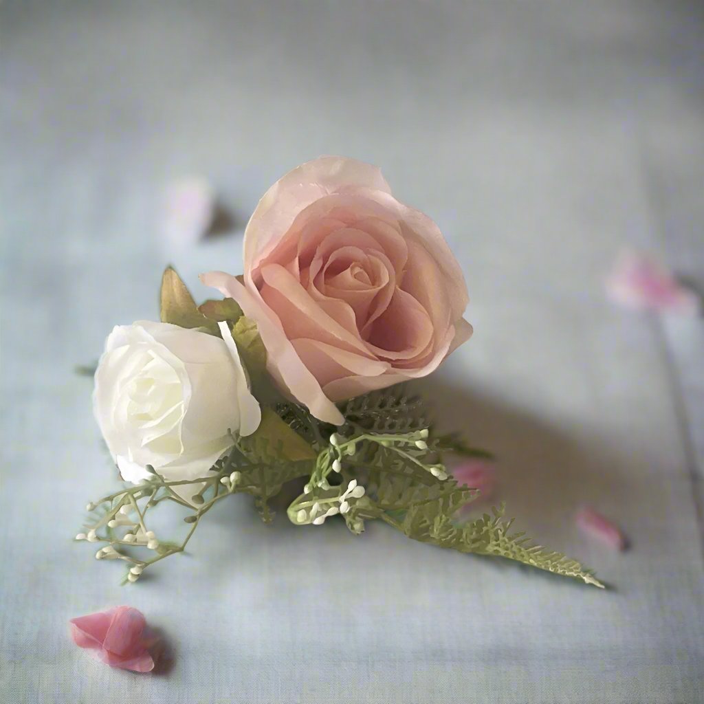 Peach and White Rose Cake Topper - Artificial Flowers | Claire De Fleurs
