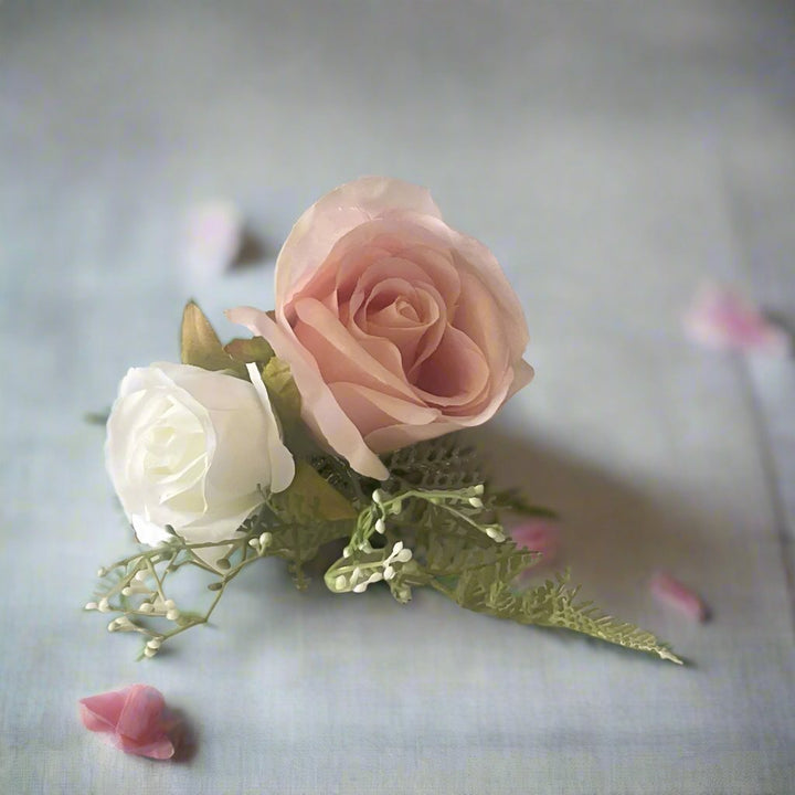 Peach and White Rose Cake Topper - Artificial Flowers | Claire De Fleurs