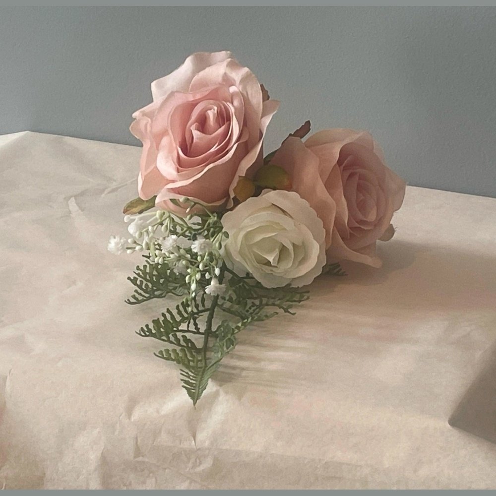 Peach and White Rose Cake Topper - Artificial Flowers | Claire De Fleurs