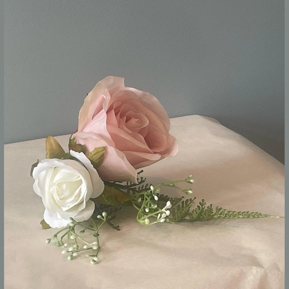Peach and White Rose Cake Topper - Artificial Flowers | Claire De Fleurs
