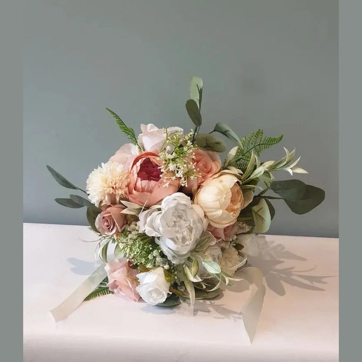 Peach, Nude And White Rose Bouquet Claire De Fleurs