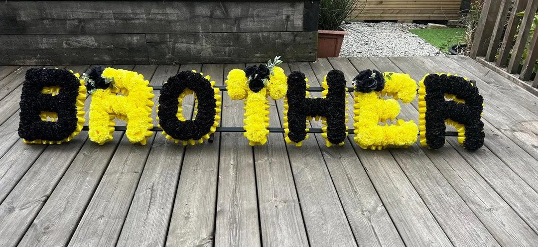 Personlised Floral White Silk Flower Letter Tribute Grave Flowers Claire De Fleurs