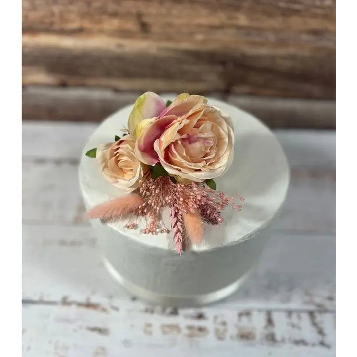 Pink And Red, Gold Valentine Cake Flowers Toppers - Artificial Silk Flowers For Valentines, Anniversary Birthday Claire De Fleurs