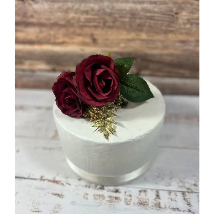 Pink And Red, Gold Valentine Cake Flowers Toppers - Artificial Silk Flowers For Valentines, Anniversary Birthday Claire De Fleurs