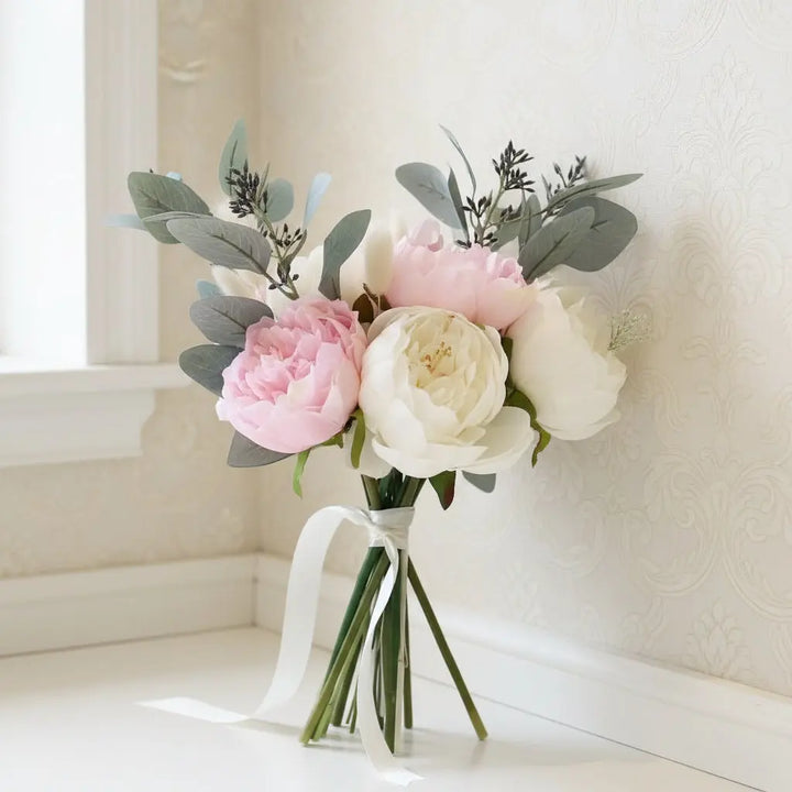 Blush Pink And White Peonies Bouquet - Artificial Flowers | Claire De Fleurs