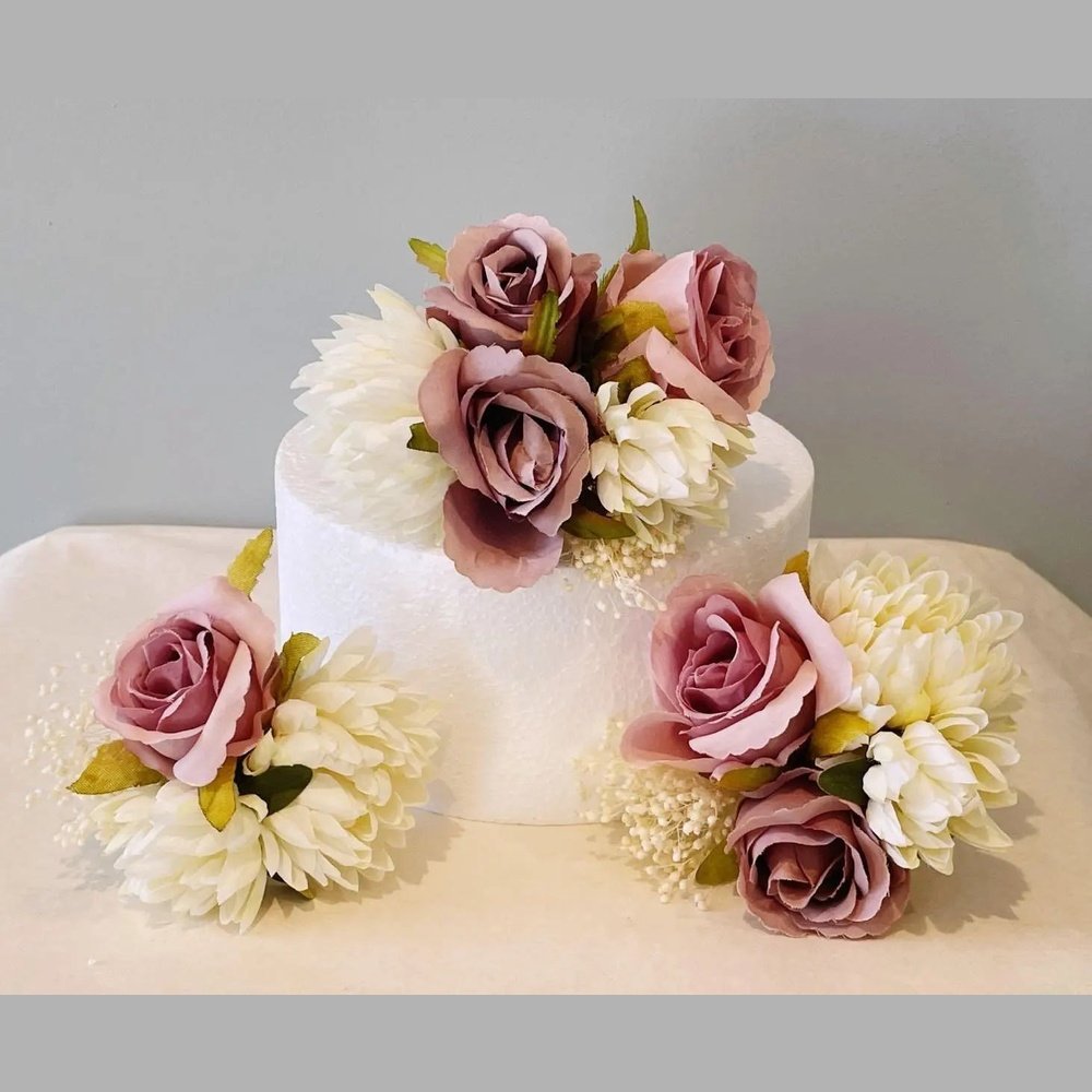 Dusky Pink Blush Pink Rose Cake Topper - Artificial Flowers | Claire De Fleurs