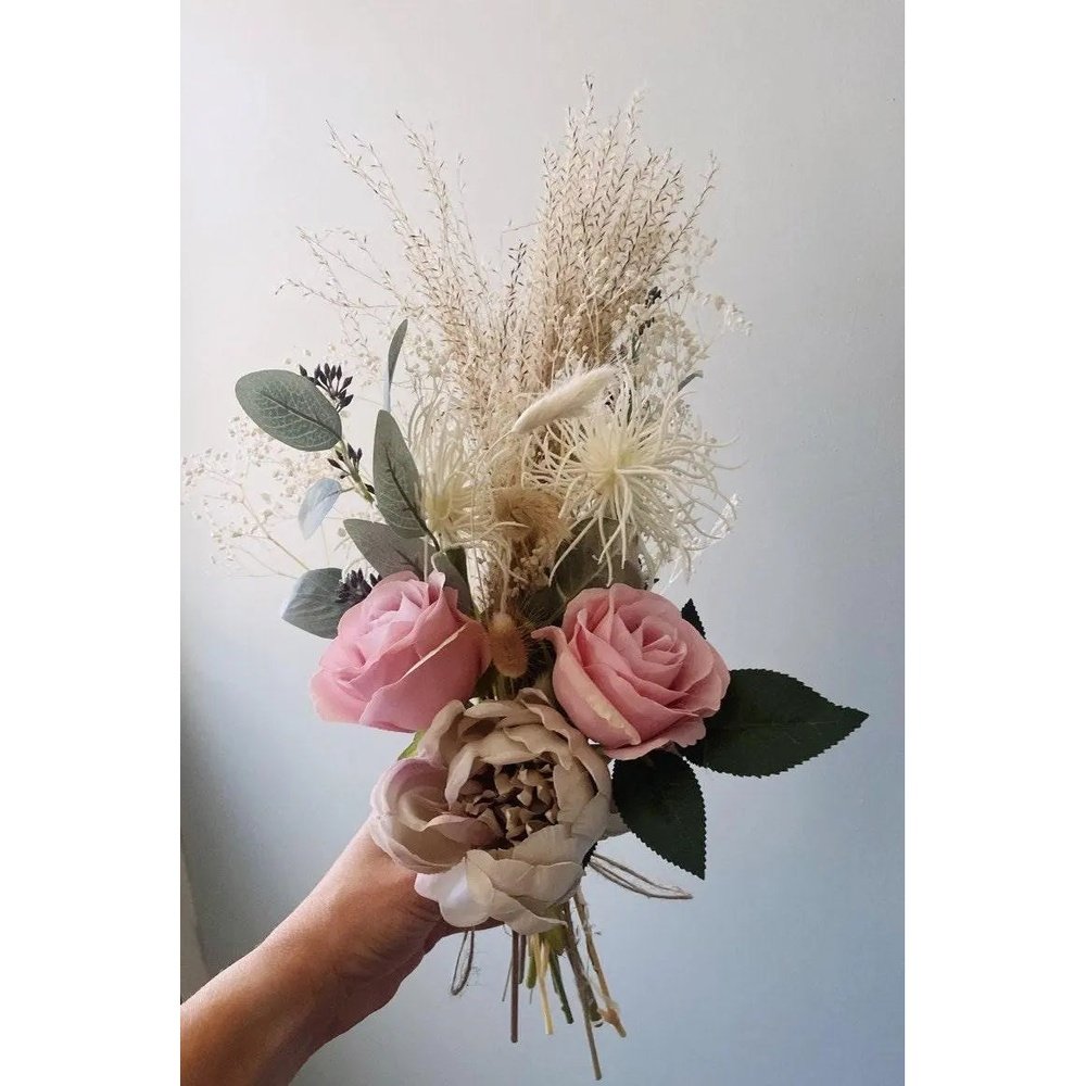 Pink Boho Rustic Flower Bouquet - Artificial Flowers | Claire De Fleurs