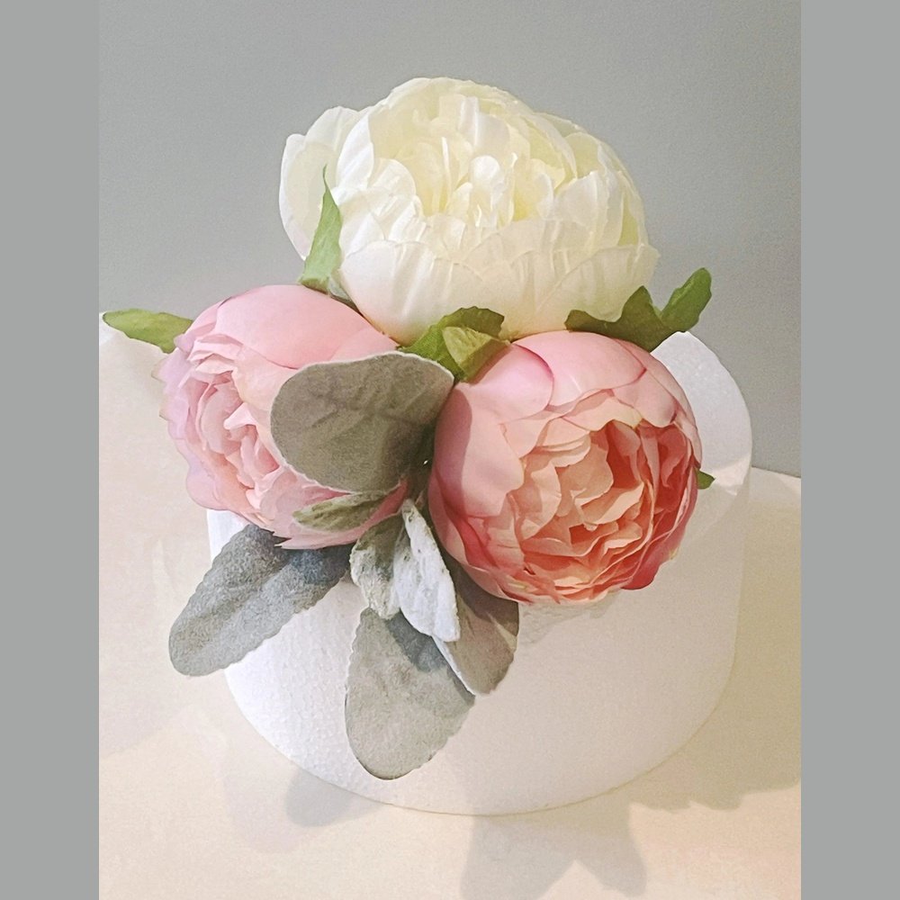 Pink & White Peony Cake Topper - Artificial Flowers | Claire De Fleurs