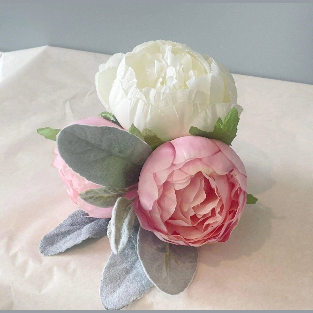 Pink & White Peony Cake Topper - Artificial Flowers | Claire De Fleurs