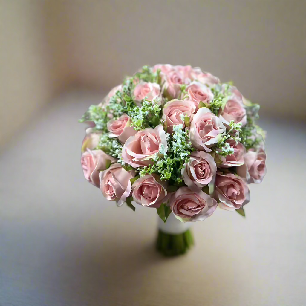 Pink Rose And Gypsophila Bouquet Claire De Fleurs