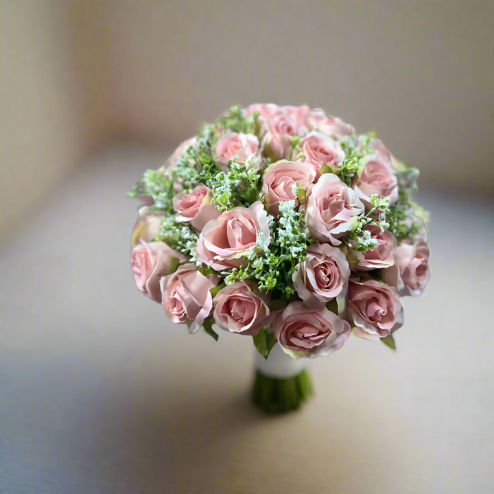 Pink Rose And Gypsophila Bouquet Claire De Fleurs