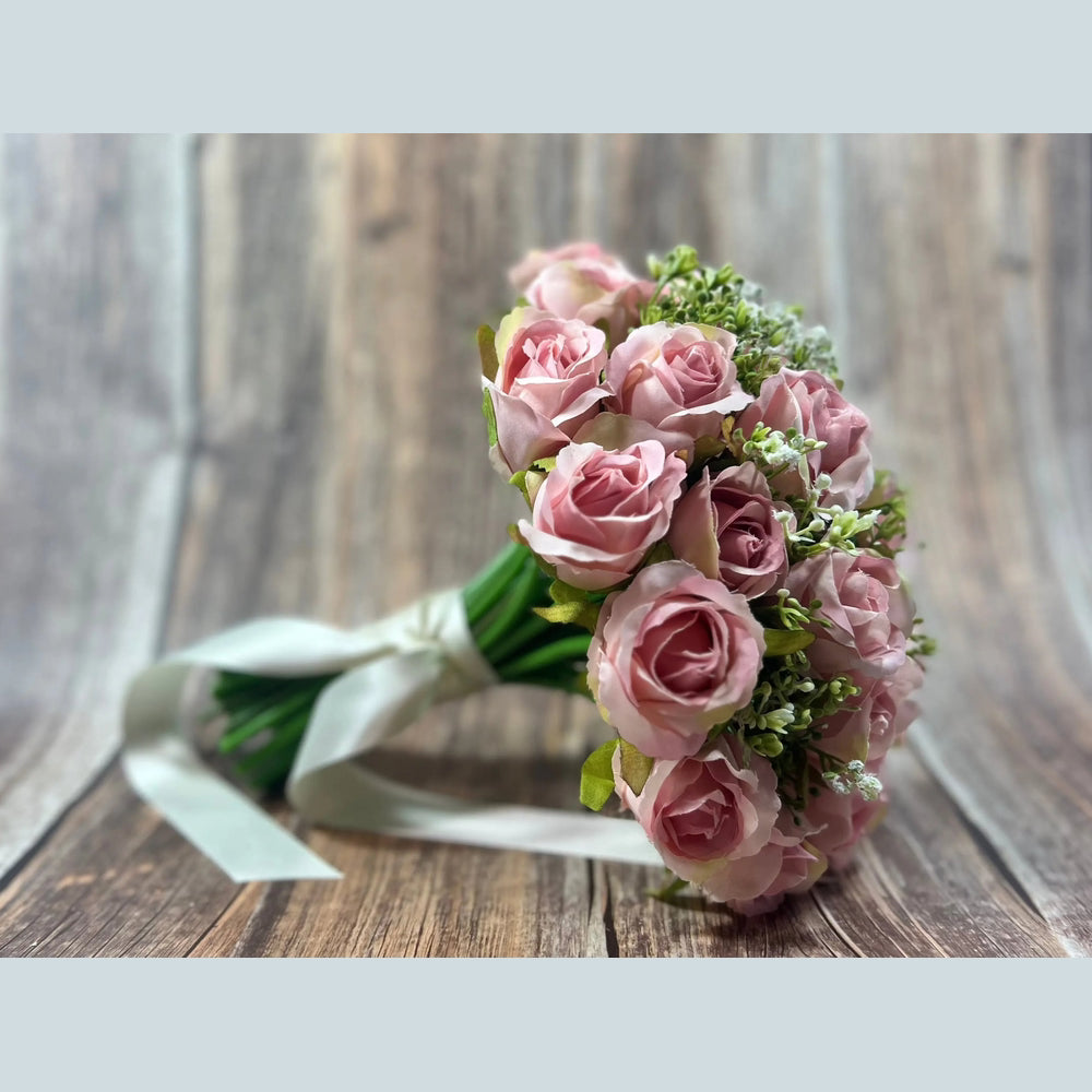 Pink Rose And Gypsophila Bouquet Claire De Fleurs