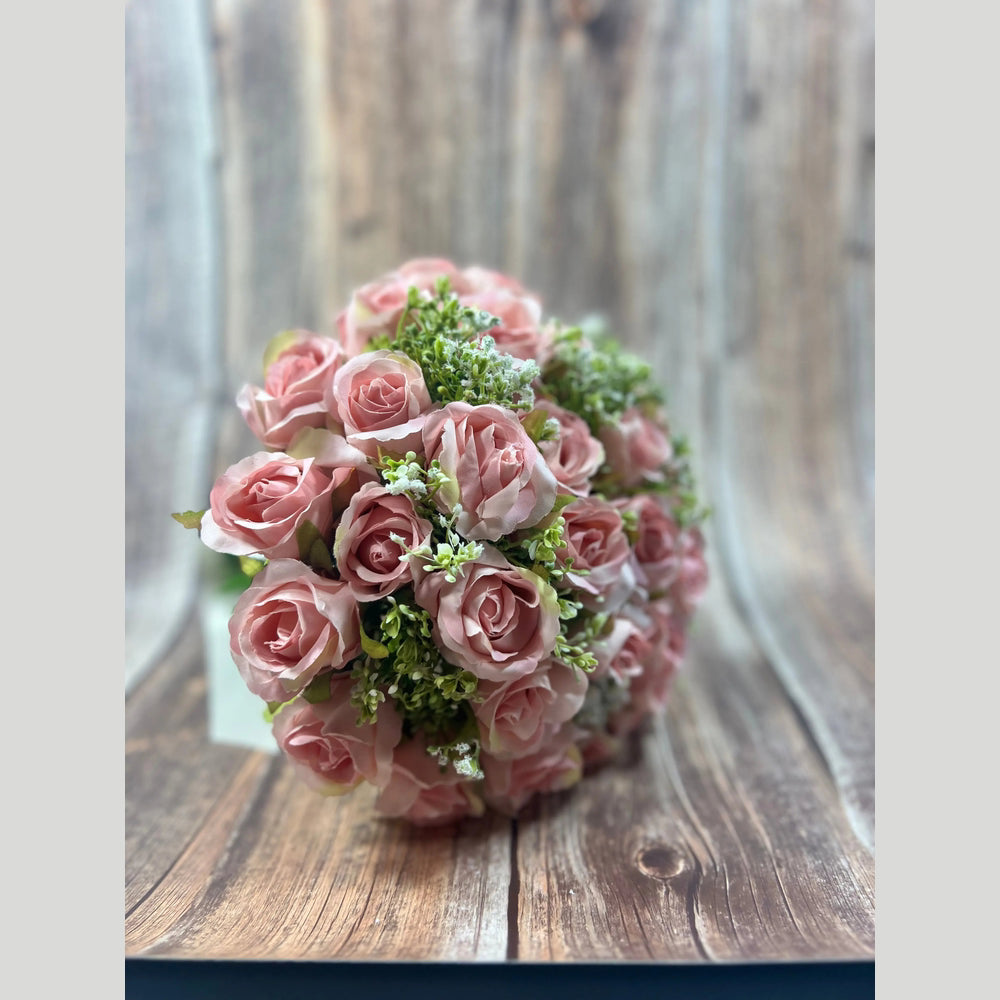 Pink Rose And Gypsophila Bouquet Claire De Fleurs