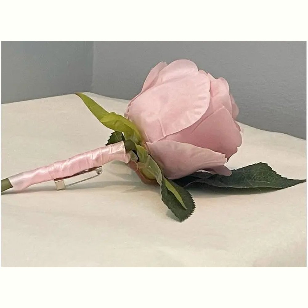 artificial silk pink rose boutonniere buttonhole