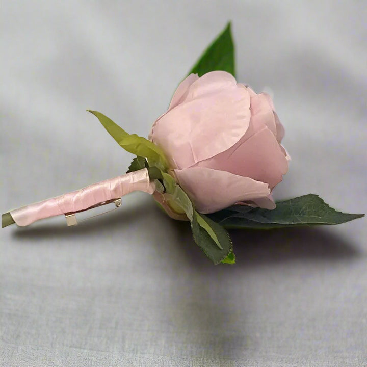 artificial silk pink rose boutonniere buttonhole