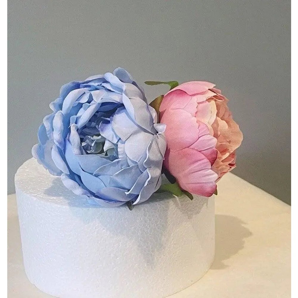 Pink & Blue Peonies Cake Flower Topper - Artificial Flowers | Claire De Fleurs