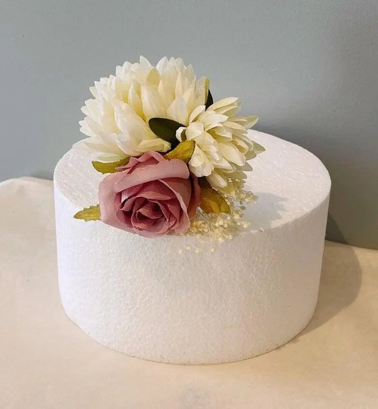 Pink & White Cake Flower Topper - Artificial Flowers | Claire De Fleurs