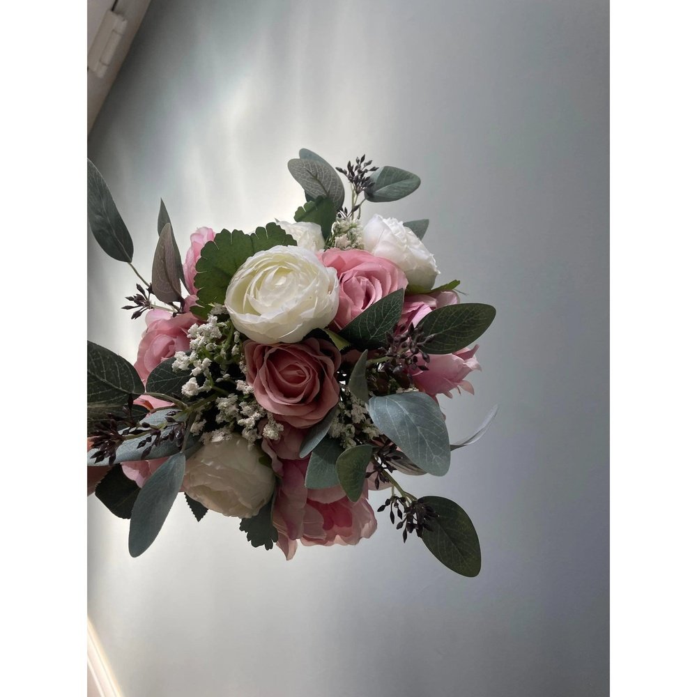 Blush Pink & White Wedding Bouquet Collection - Artificial Flowers | Claire De Fleurs