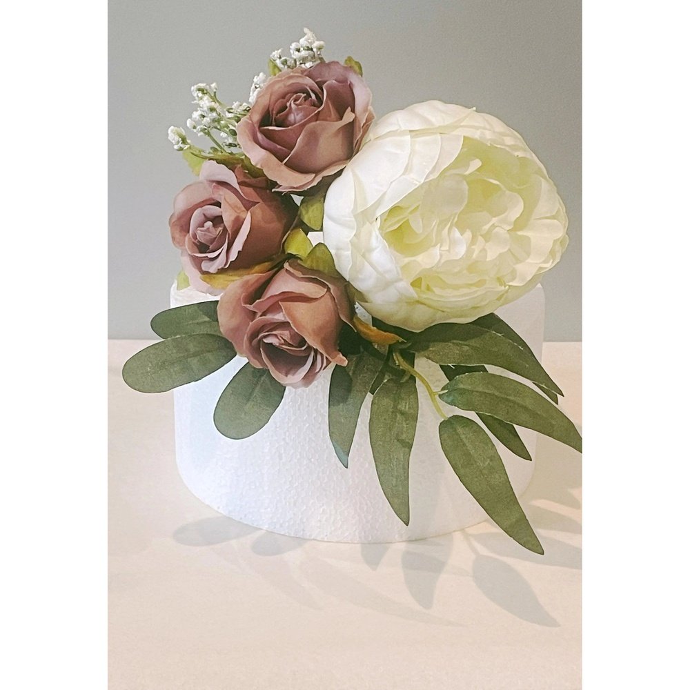 Pink & White Cake Flower Topper - Artificial Flowers | Claire De Fleurs