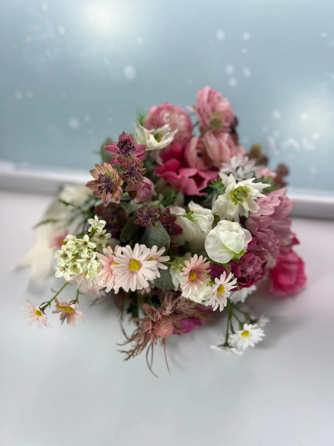 Pink and White Artificial Wildflowers Wedding Bouquet Package Claire De Fleurs