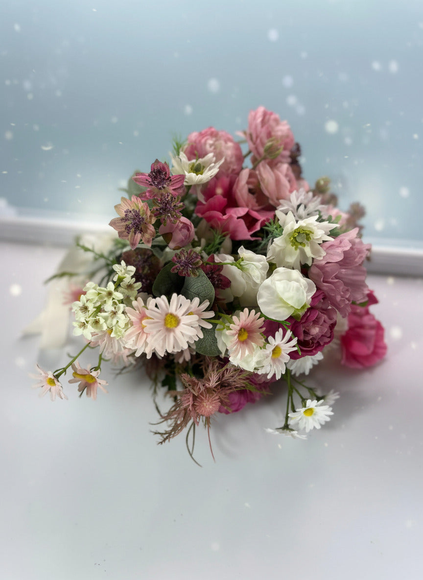 Pink and White Artificial Wildflowers Wedding Bouquet Package Claire De Fleurs