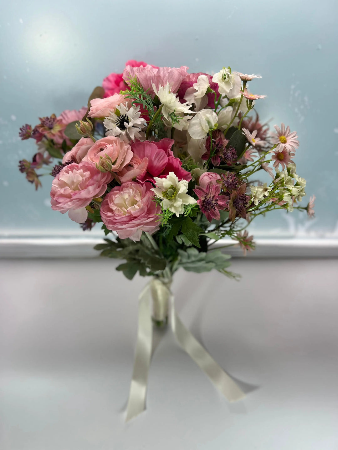 Pink and White Artificial Wildflowers Wedding Bouquet Package Claire De Fleurs