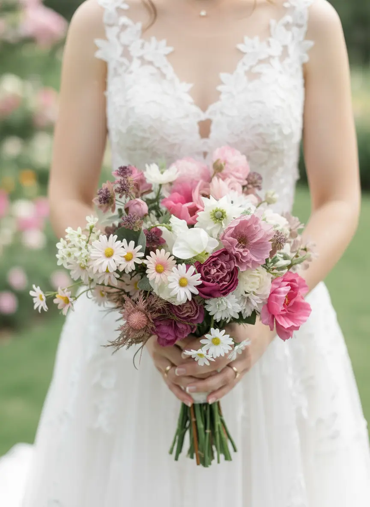 Pink and White Artificial Wildflowers Wedding Bouquet Package Claire De Fleurs
