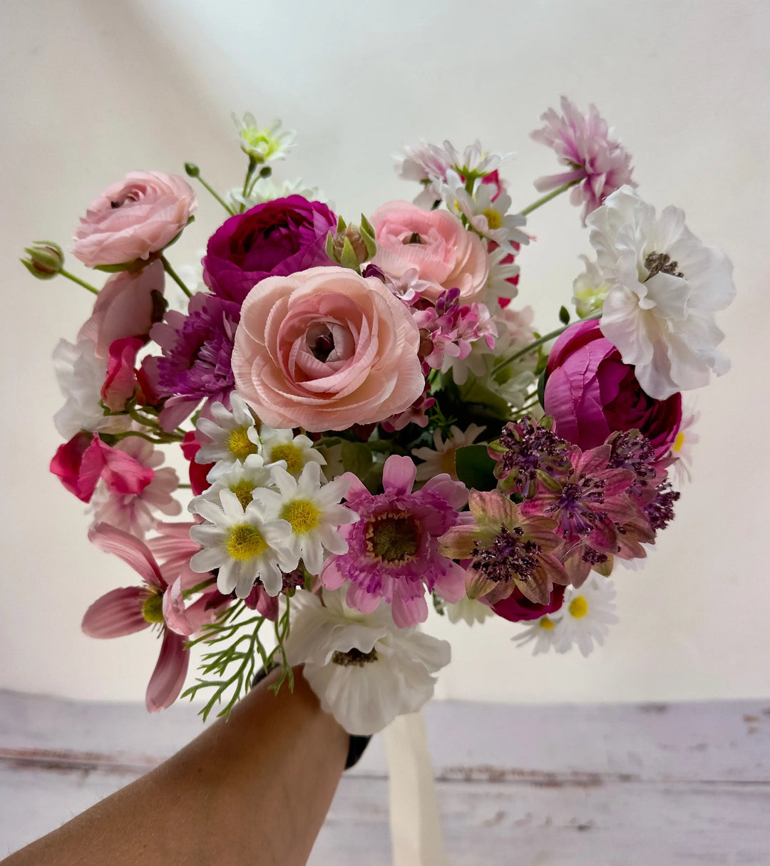 Pink and White Artificial Wildflowers Wedding Bouquet Package Claire De Fleurs
