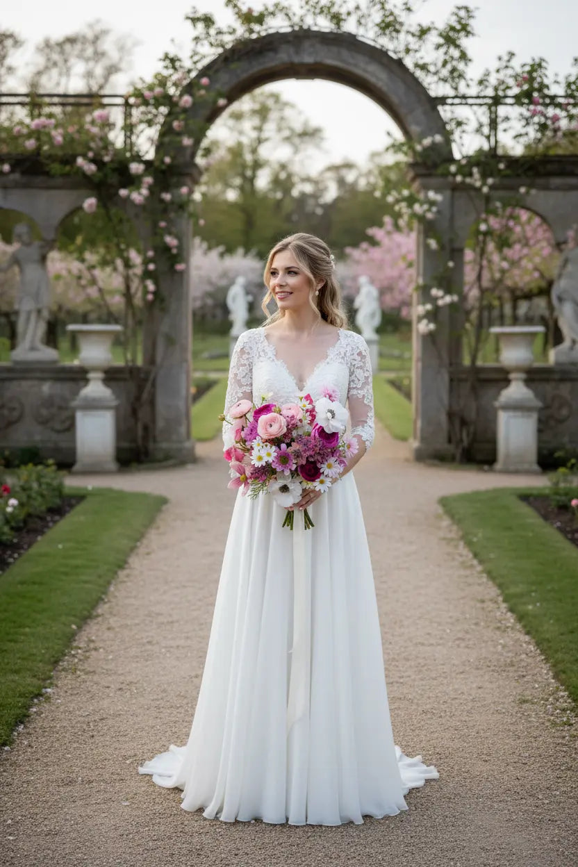 Pink and White Artificial Wildflowers Wedding Bouquet Package Claire De Fleurs