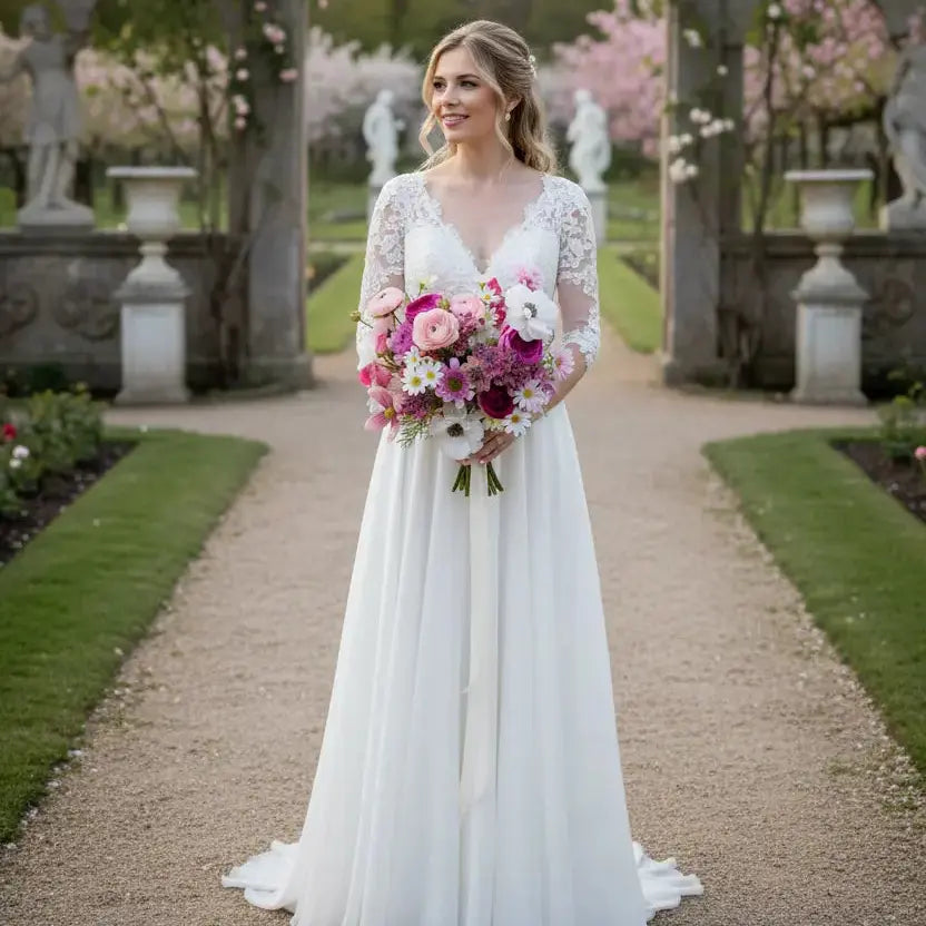 Pink and White Artificial Wildflowers Wedding Bouquet Package Claire De Fleurs