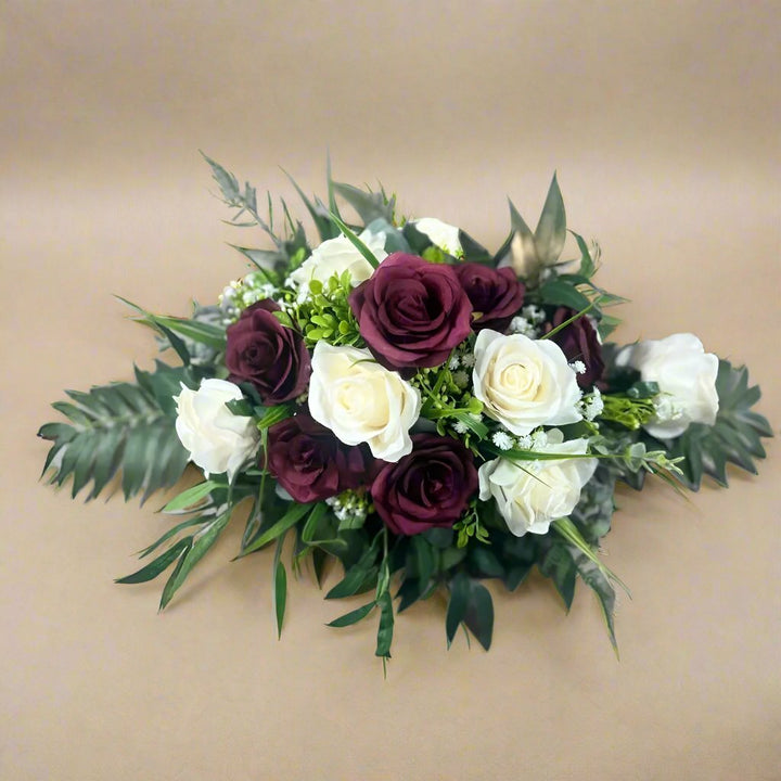 Red And Ivory Rose Funeral Tribute Faux Flowers Claire De Fleurs