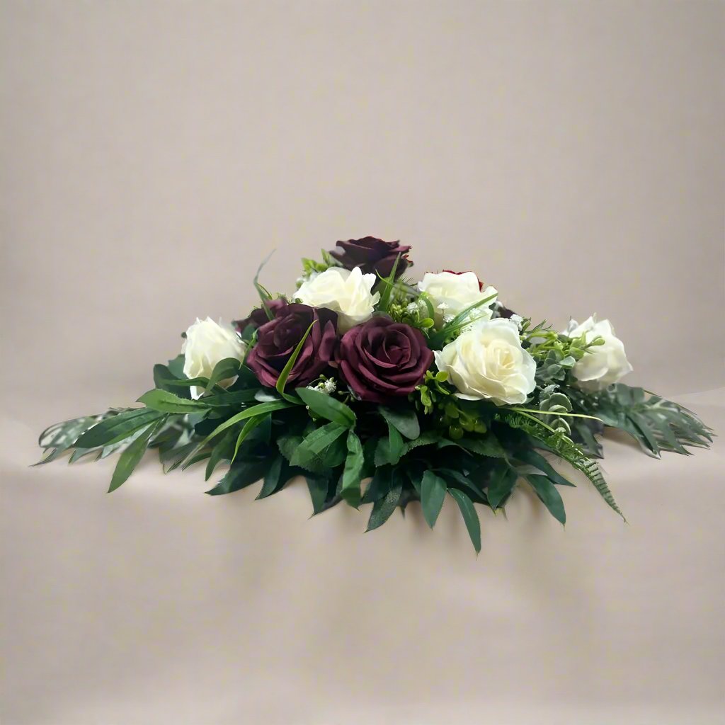 Red And Ivory Rose Funeral Tribute Faux Flowers Claire De Fleurs