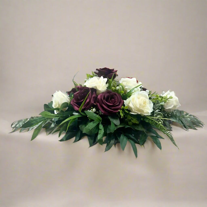 Red And Ivory Rose Funeral Tribute Faux Flowers Claire De Fleurs