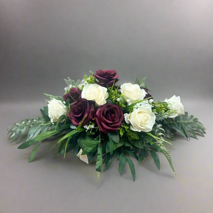 Red And Ivory Rose Funeral Tribute Faux Flowers Claire De Fleurs