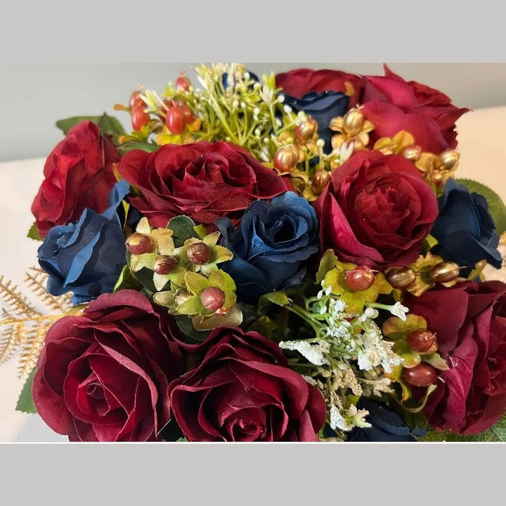 Red Blue And Gold Funeral Tribute Claire De Fleurs