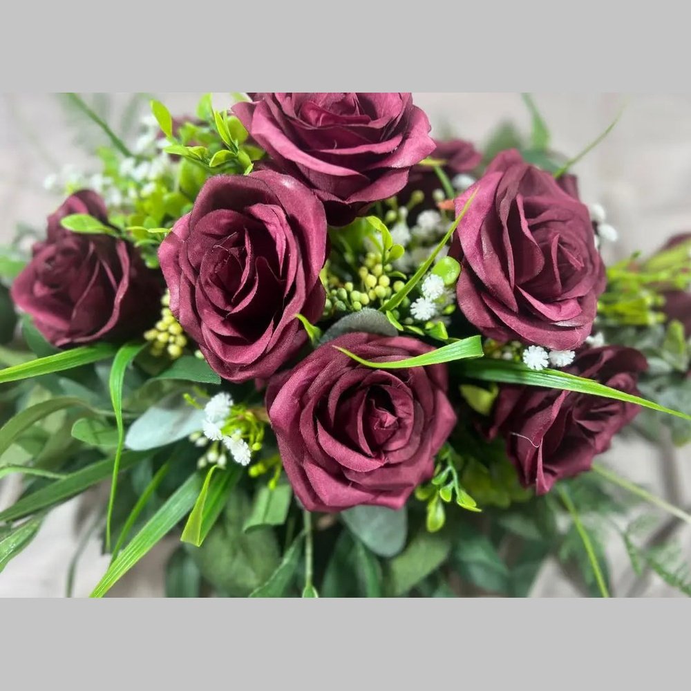 Red Rose Valentines Funeral Tribute Faux Flowers Claire De Fleurs