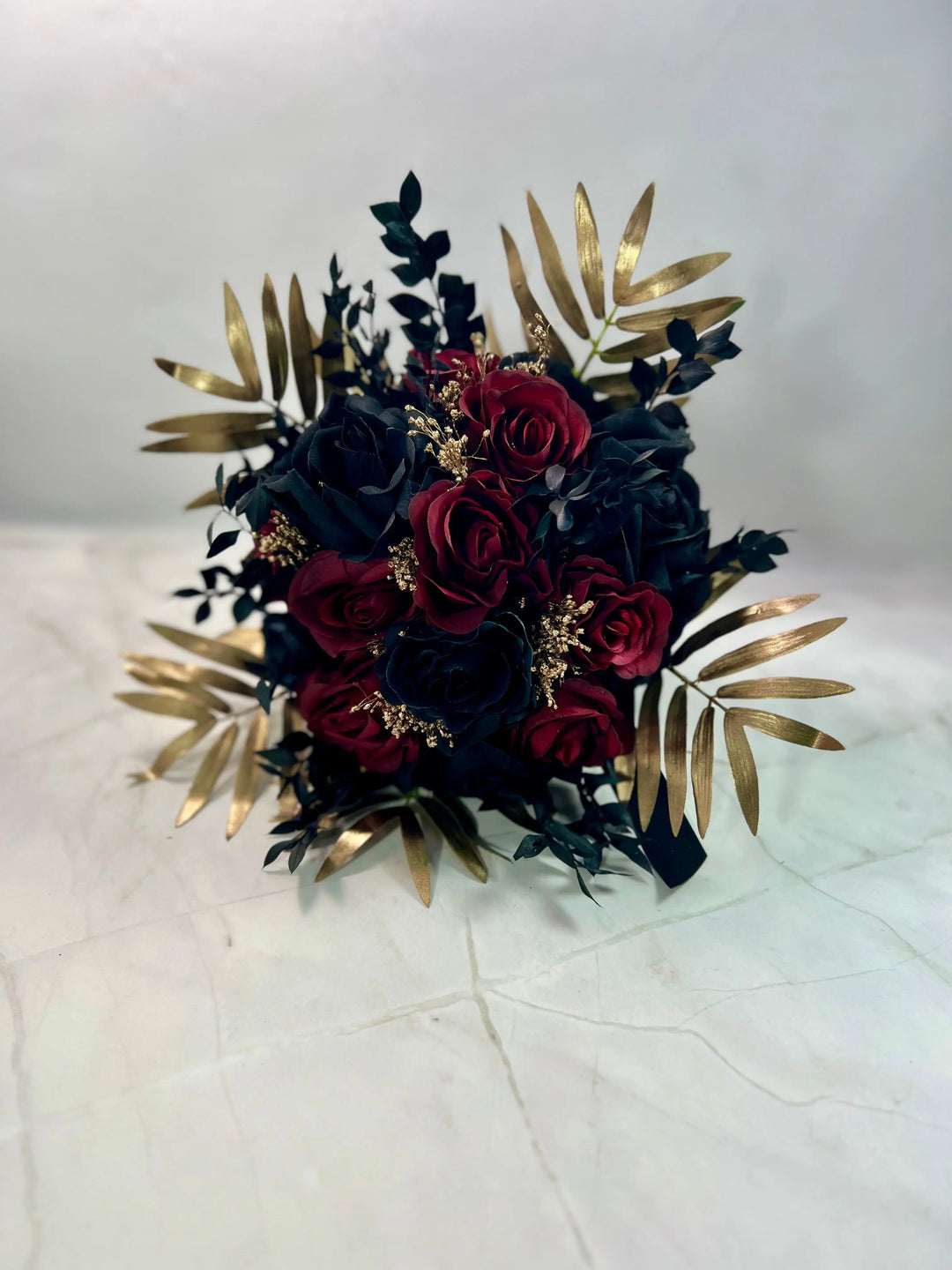 Red, Black And Gold Wedding Bouquet Claire De Fleurs