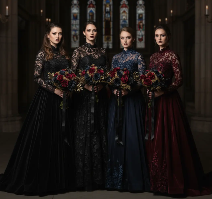 Red, Black And Gold Wedding Bouquet Claire De Fleurs